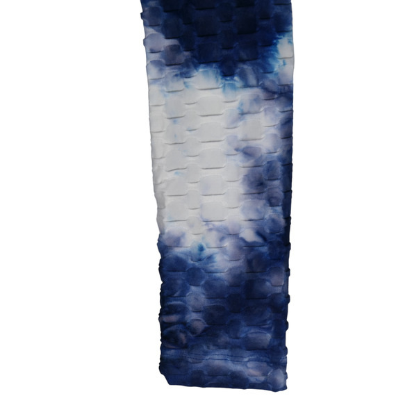 NEW Hot Kiss Blue Tie Dye Leggings Womens Small Elastic Waist Textured Fabric - Picture 5 of 9